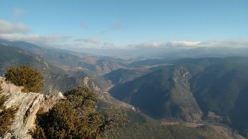 Scenic view of mountains against sky