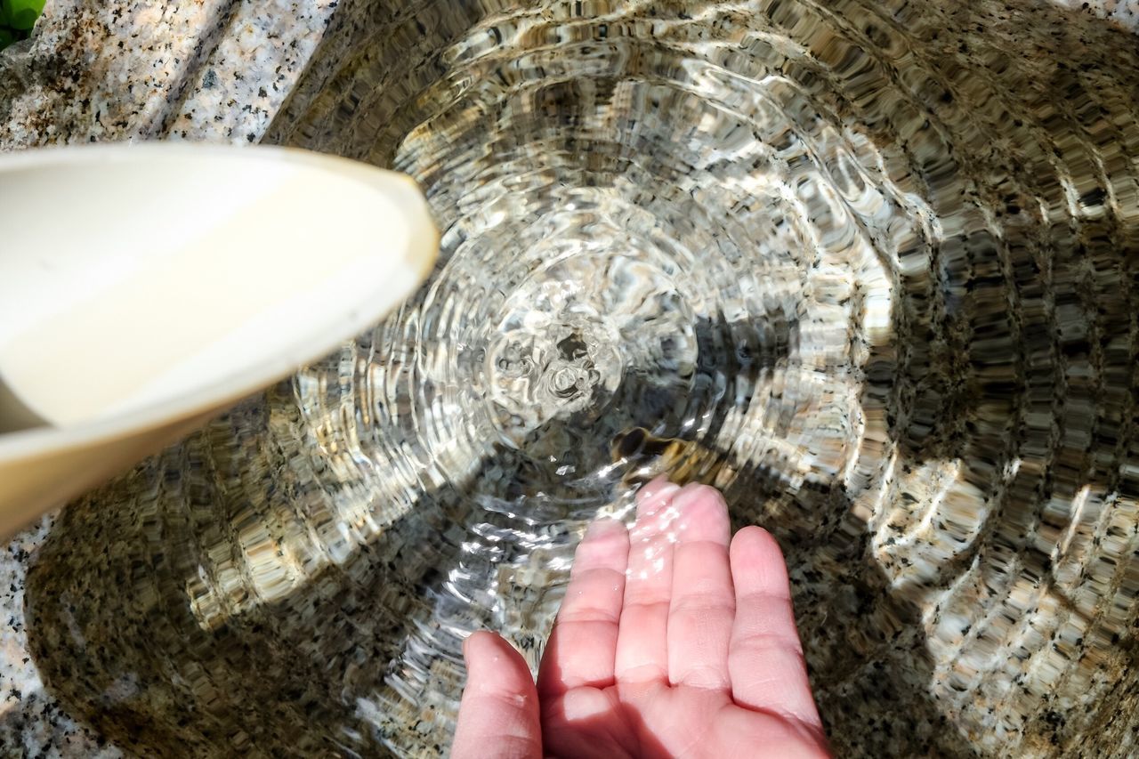 CLOSE-UP OF HAND IN WATER