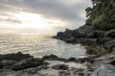 Scenic view of sea against sky during sunset