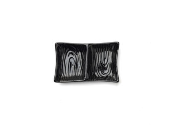 High angle view of information sign on white background