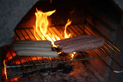 High angle view of bonfire on barbecue