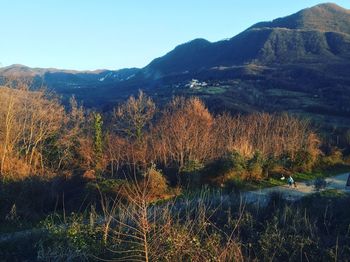 Scenic view of mountains against clear sky