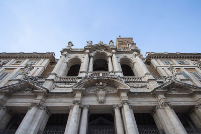 Low angle view of historic building against clear sky