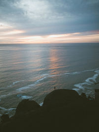 Scenic view of sea at sunset