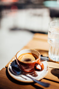 Coffee cup on table