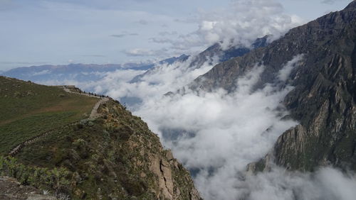 Panoramic view of mountains against sky