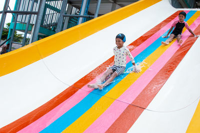 High angle view of man playing in swimming pool