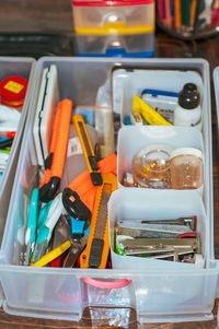 Drawer with stationaries. organizing and decluttering.