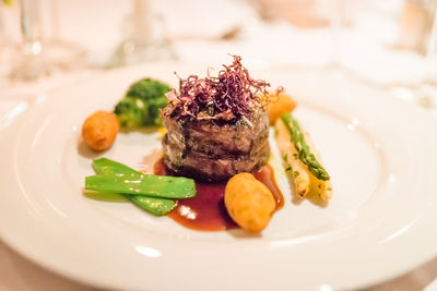 Close-up of meal served in plate