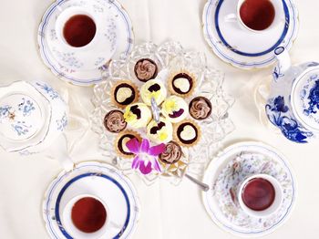 High angle view of coffee on table