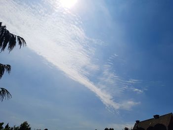 Low angle view of vapor trail in sky