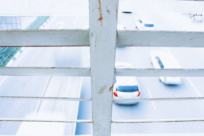 High angle view of vehicles on road