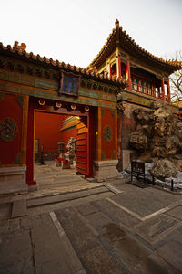 Exterior of temple against clear sky