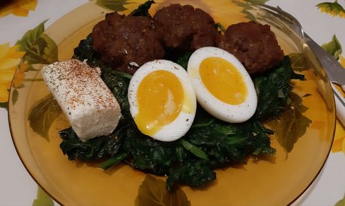 High angle view of meal served in plate