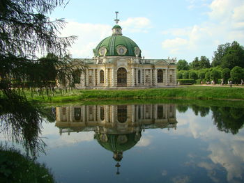 Reflection of building in lake