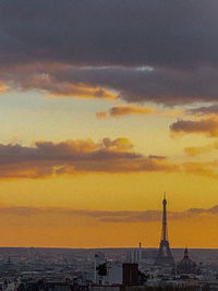 View of buildings against cloudy sky during sunset