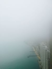 Aerial view of fog against sky