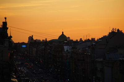 View of cityscape at sunset