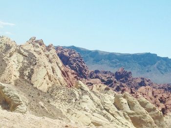 Low angle view of mountain against clear sky