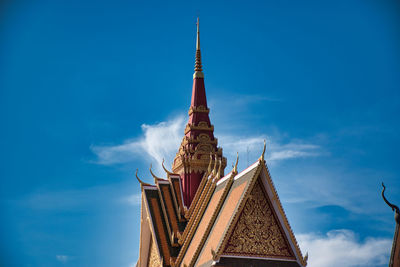 Low angle view of temple building against sky