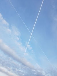 Low angle view of vapor trail in sky