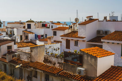 High angle view of townscape against sky