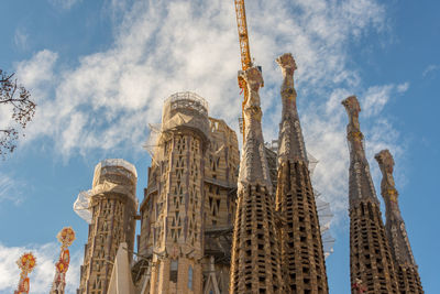 Low angle view of temple building against sky