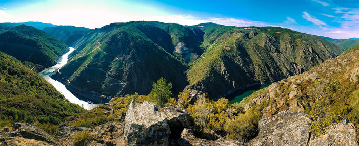 Scenic view of mountains against sky