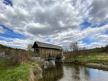 Covered bridge and clouds