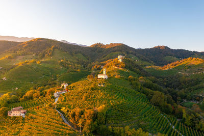 Scenic view of mountains against clear sky