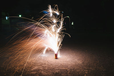 Firework display at night