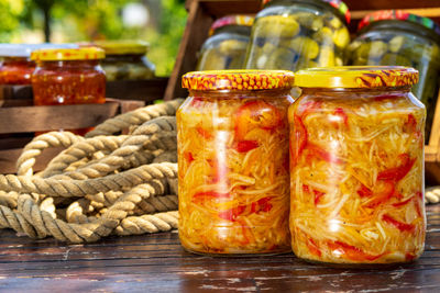 Close-up of food on table