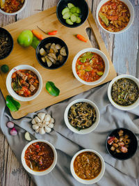 High angle view of food on table