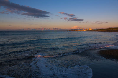 Scenic view of sea against sky during sunset