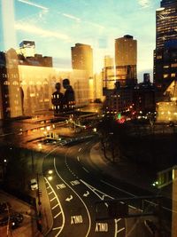 View of city street at night