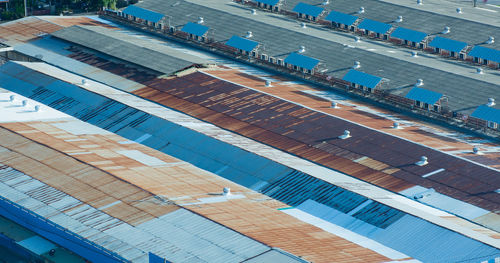 High angle view of office building in city