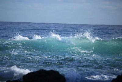Sea wave rushing towards shore