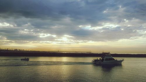 Scenic view of sea against dramatic sky
