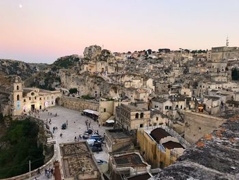 High angle view of townscape against sky