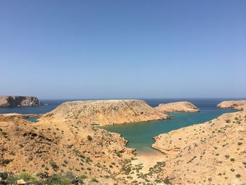 Panoramic view of sea against clear sky muscat oman