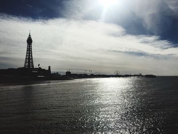 Silhouette of city at waterfront