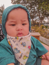 Close-up portrait of cute baby girl