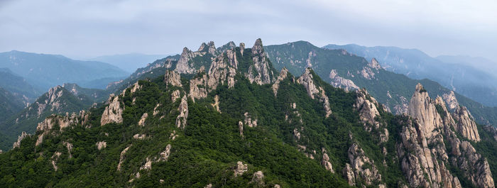 Panoramic view of landscape and mountains against sky