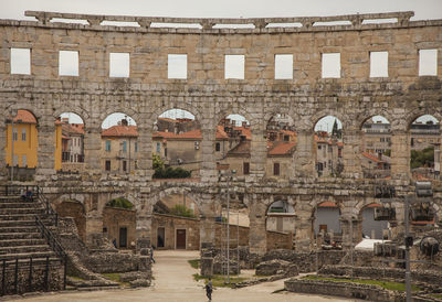 Exterior of old building in city