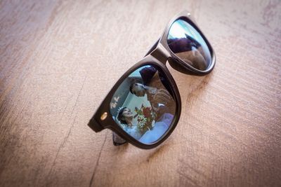 High angle view of sunglasses on table