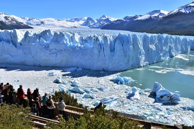 Scenic view of frozen lake against mountain