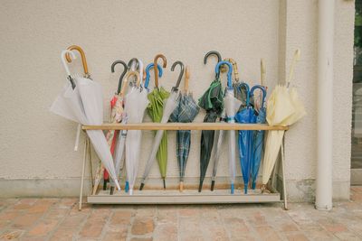 Variety of umbrellas colourful holder