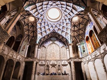 Low angle view of ceiling of house historical kashan building 