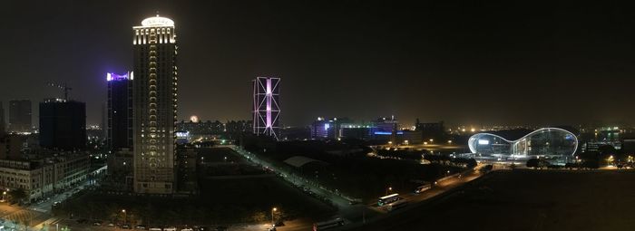 Illuminated cityscape at night