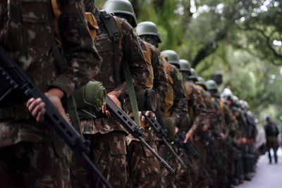 Army soldiers are seen at the brazilian independence day parade in the city of salvador, bahia.